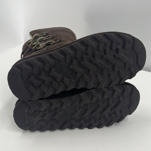 BearPaw Jenna Tall Chocolate Brown Leather Suede Sherpa Wool Winter Boots 6 - Picture 9 of 11